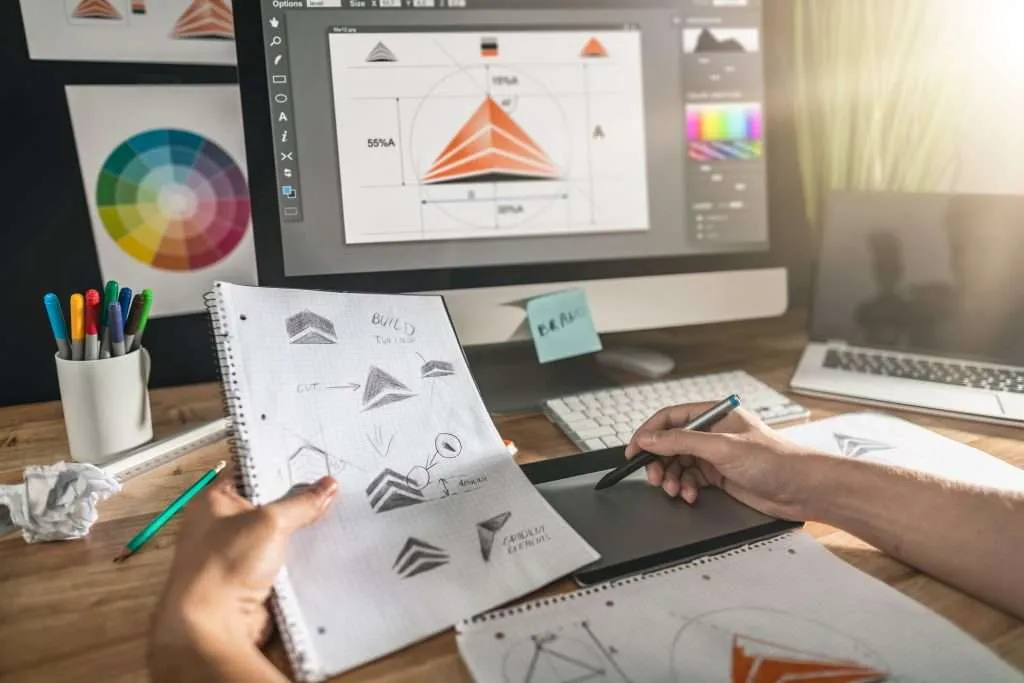 Logo design process and branding work by BurkeMedia Productions